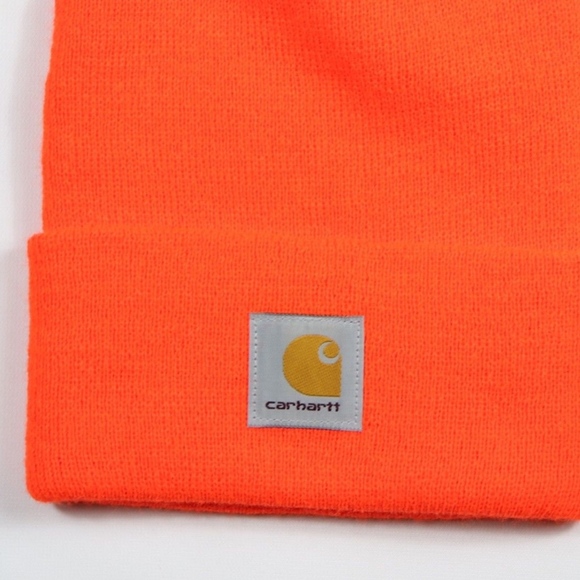 New Carhartt Spell Out Winter Beanie Hat Orange - Picture 2 of 3